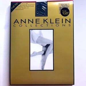 New Anne Klein advanced control Girdle top pantyhose true Black